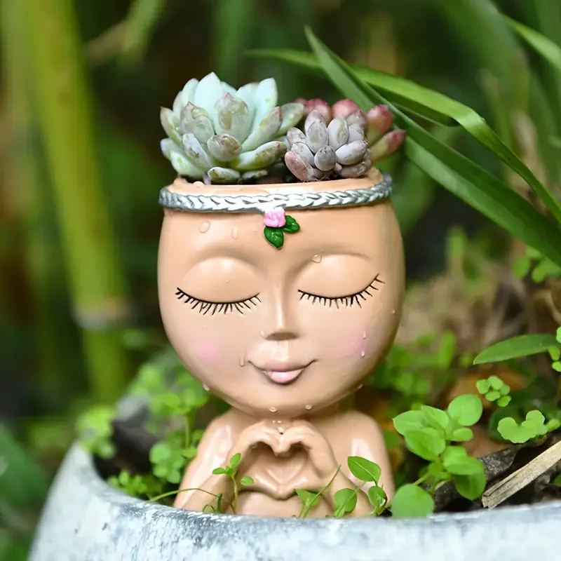 Echeveria Succulent - Vaso de Resina em Formato de